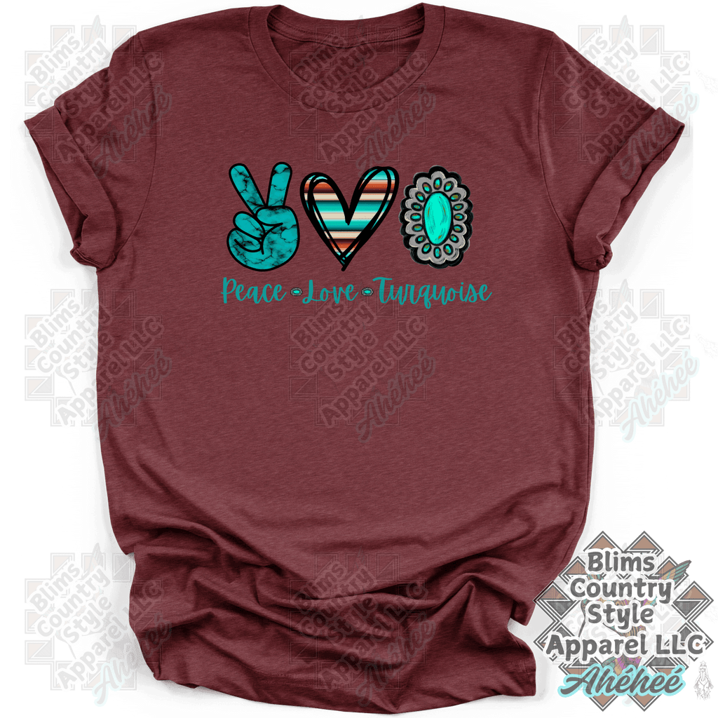 PEACE LOVE TURQUOISE T-shirt