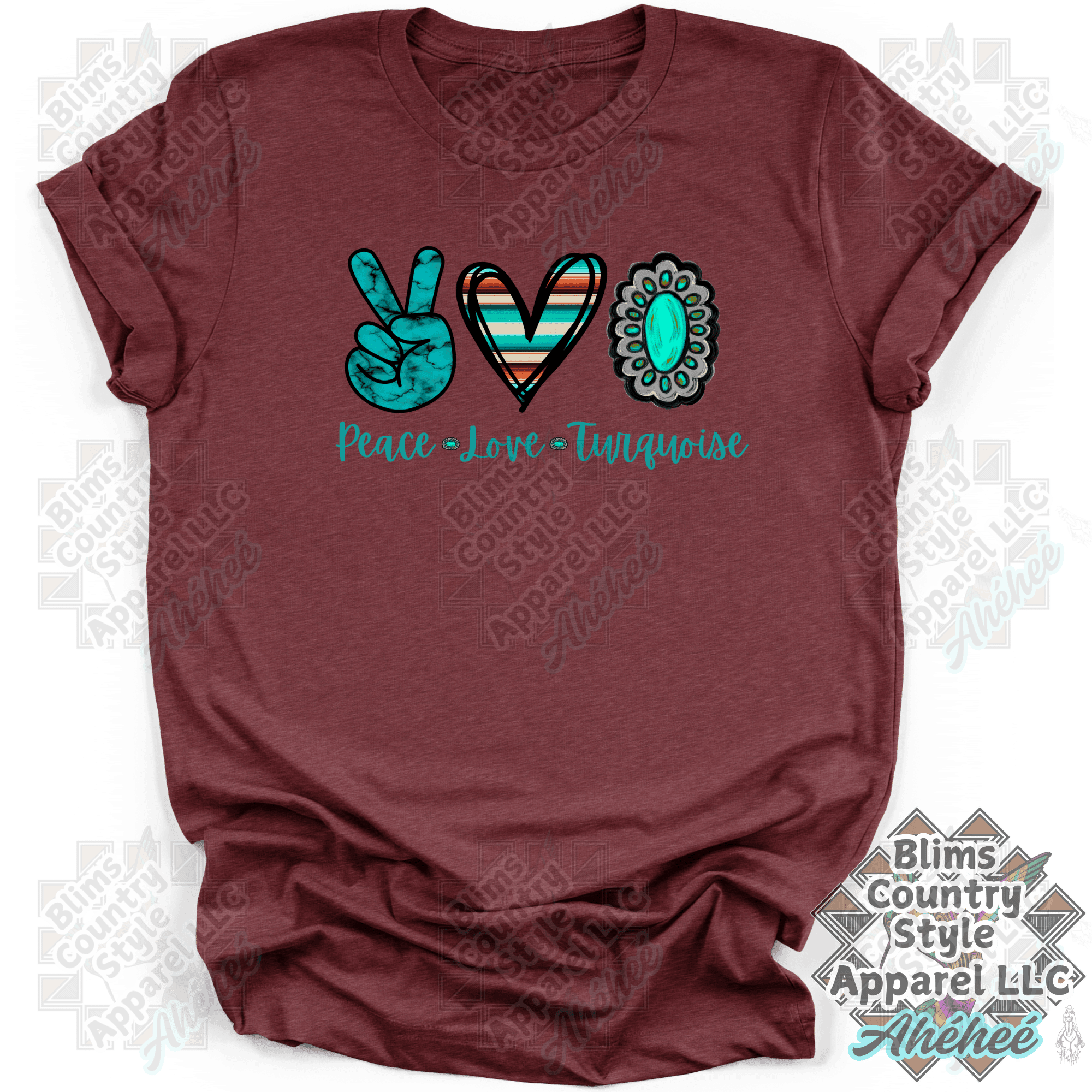 PEACE LOVE TURQUOISE T-shirt
