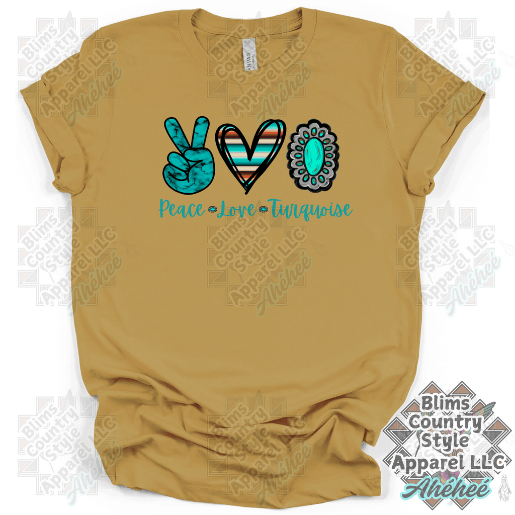 PEACE LOVE TURQUOISE T-shirt