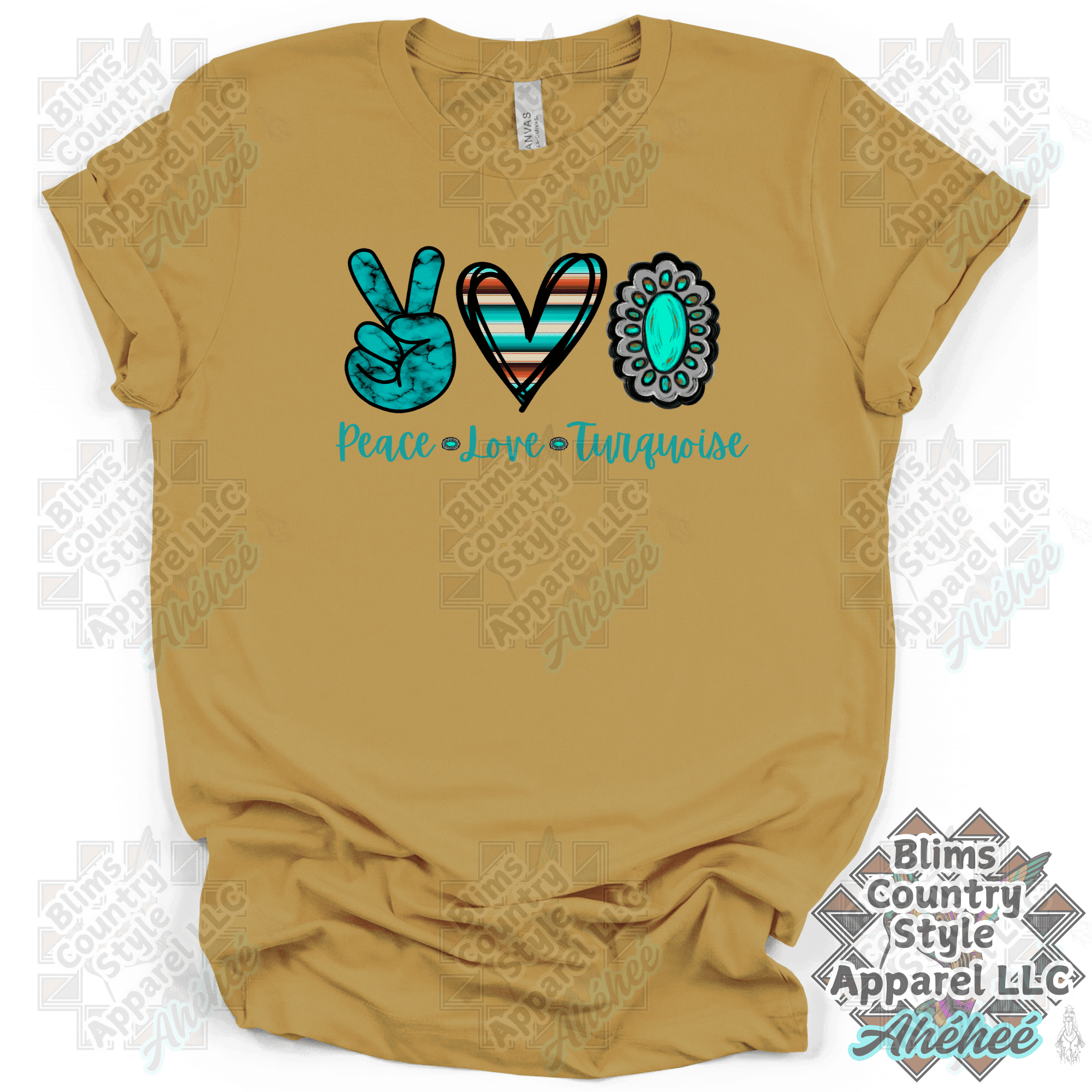 PEACE LOVE TURQUOISE T-shirt