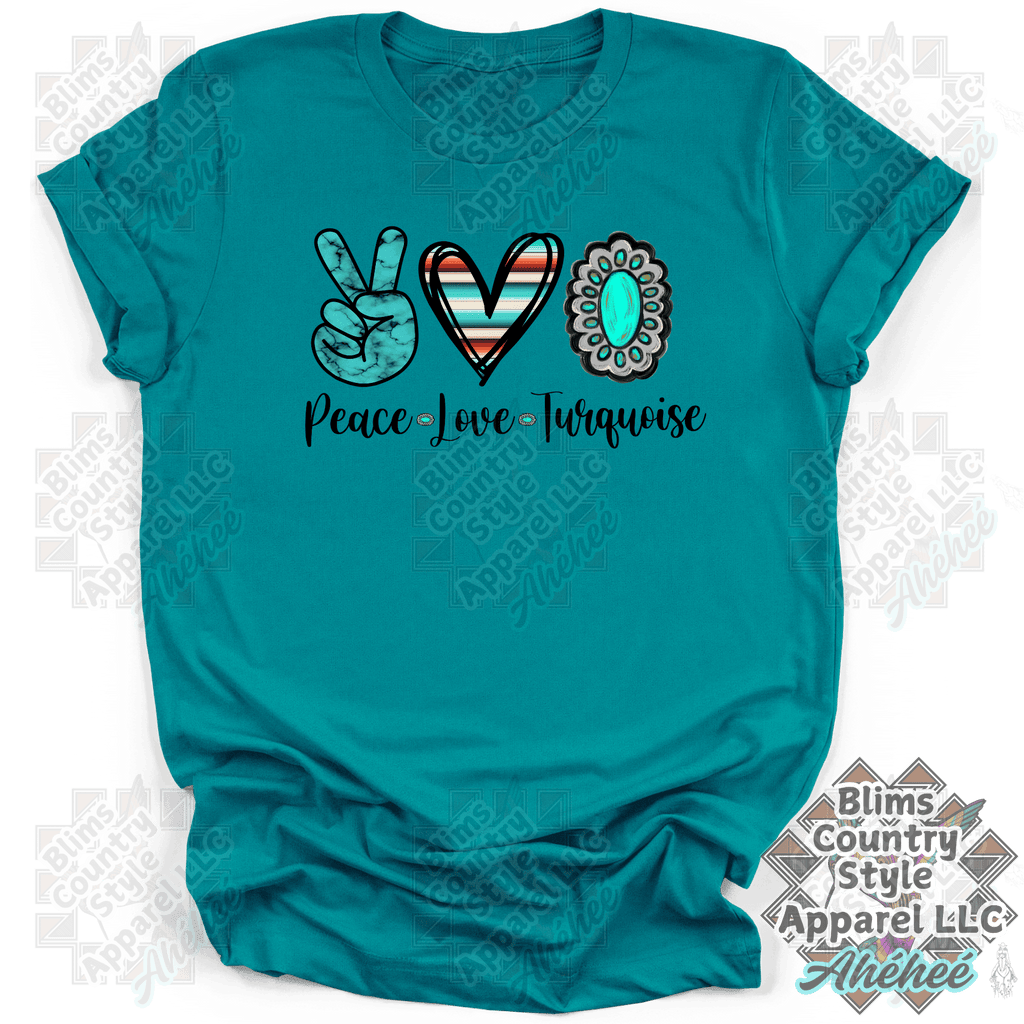 PEACE LOVE TURQUOISE T-shirt