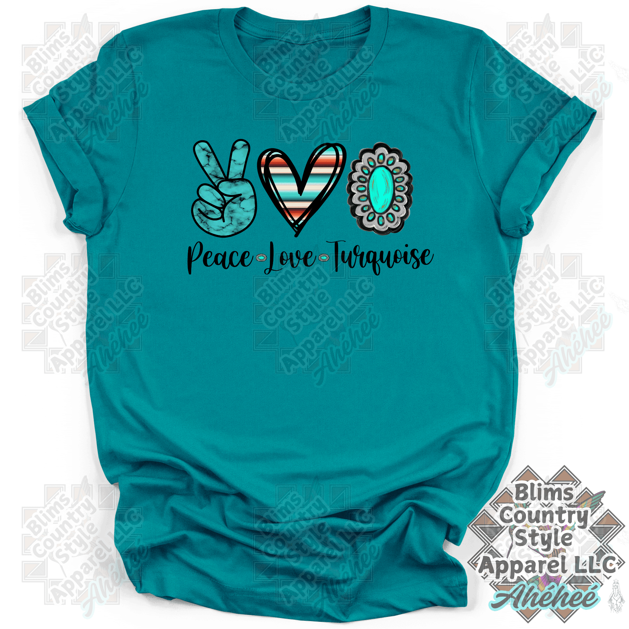 PEACE LOVE TURQUOISE T-shirt