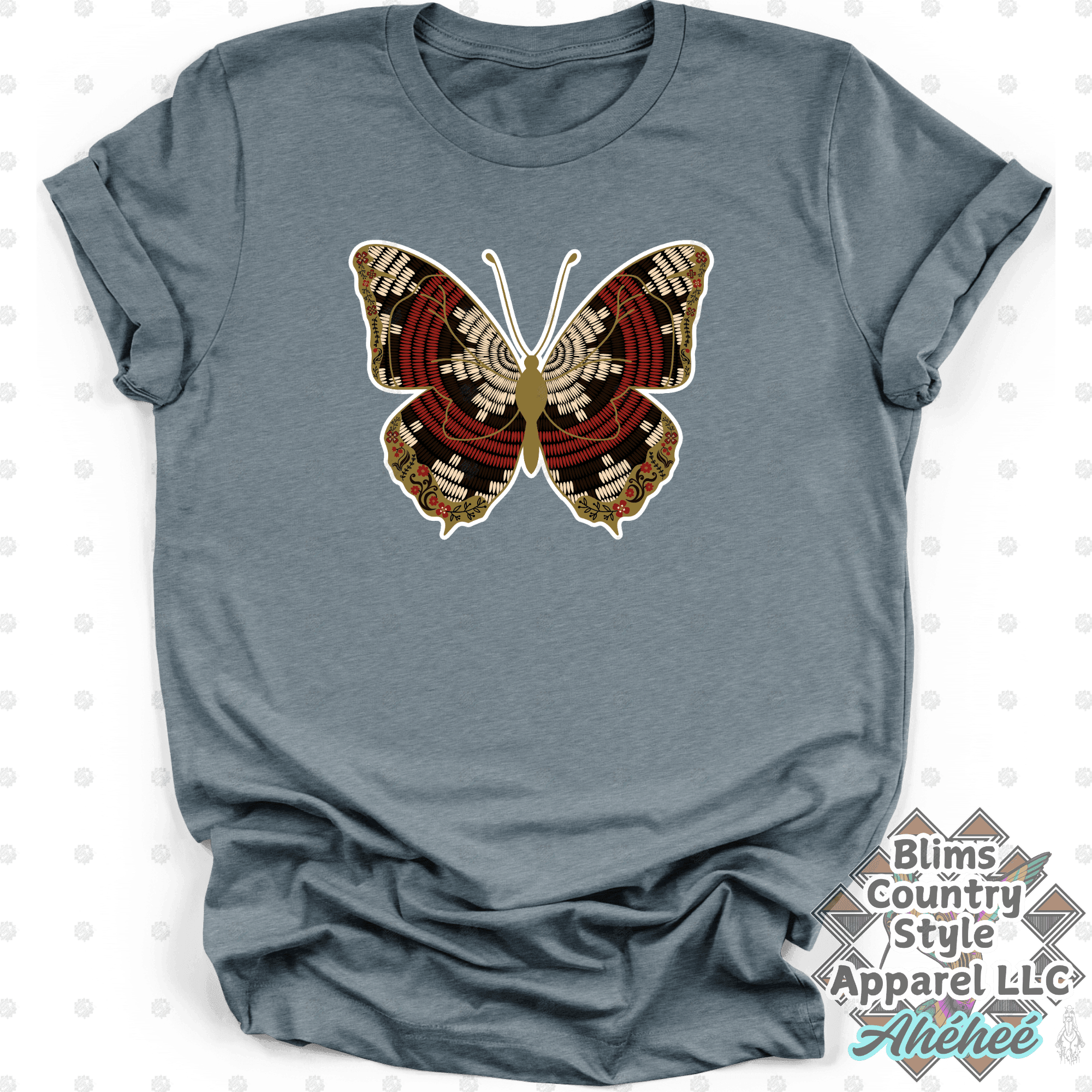 Navajo Basket Butterfly Short Sleeve T-shirt