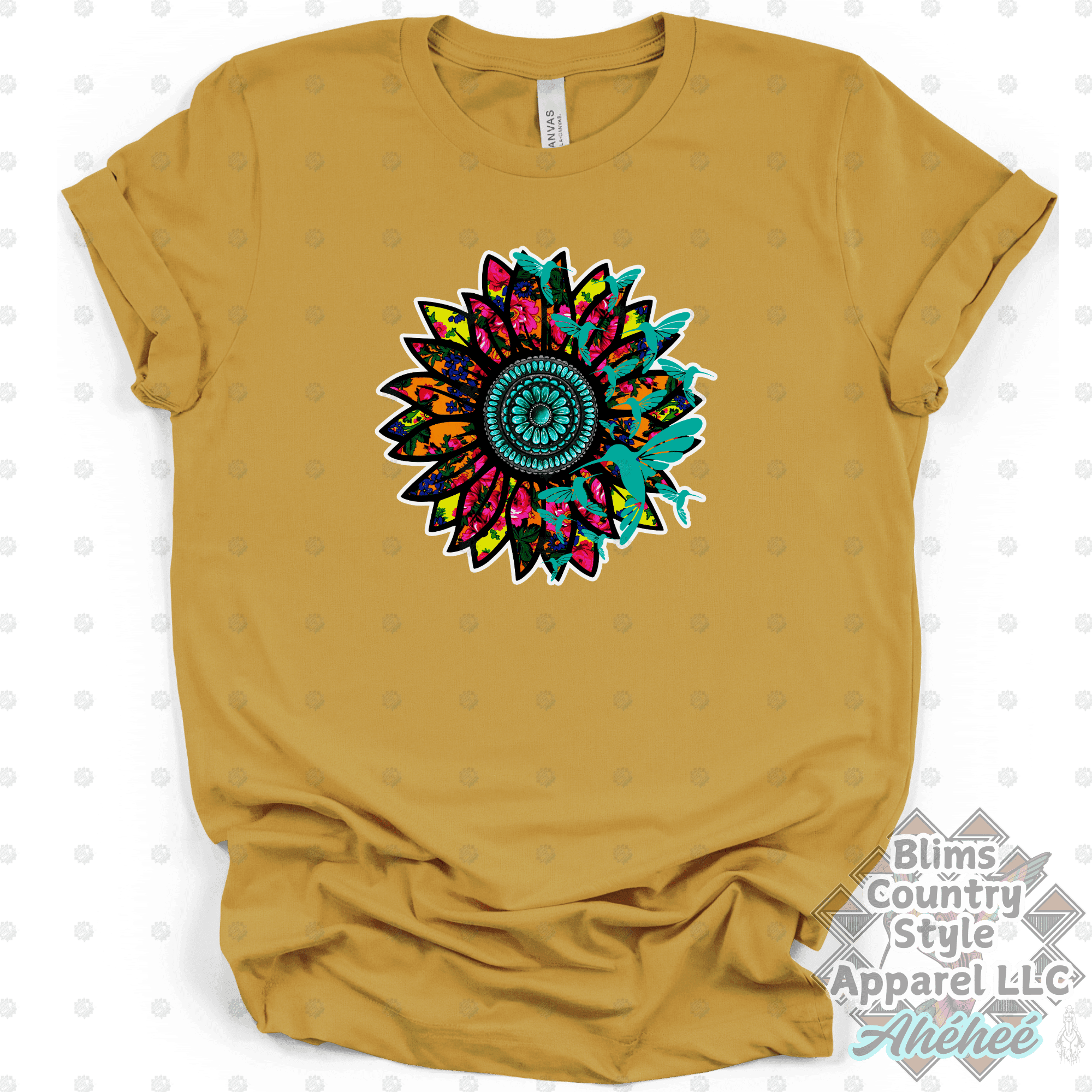 Sannii Scarf Floral Sunflower and Hummingbirds